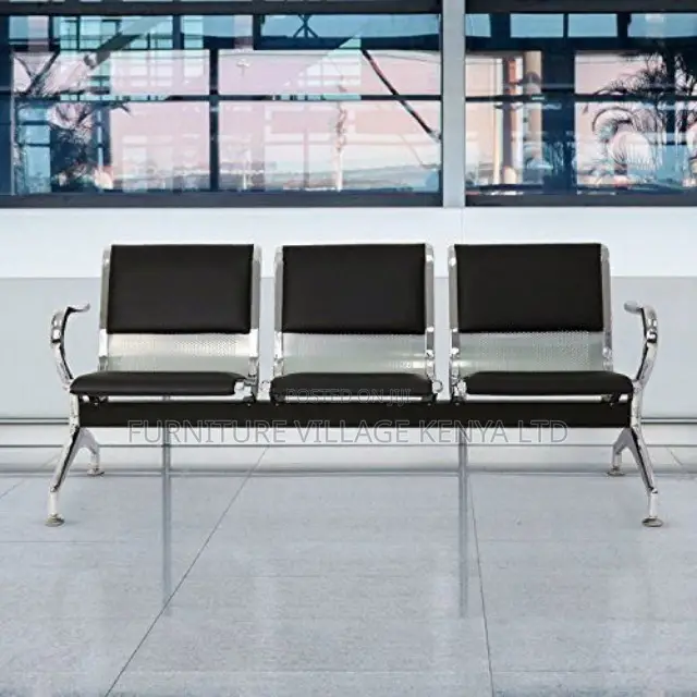 Waiting Bench; 3-seater Waiting Bench With Pu Cushions