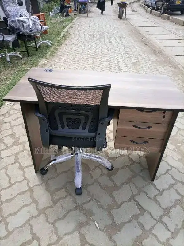 1.2m American Walnut and Mesh Chair