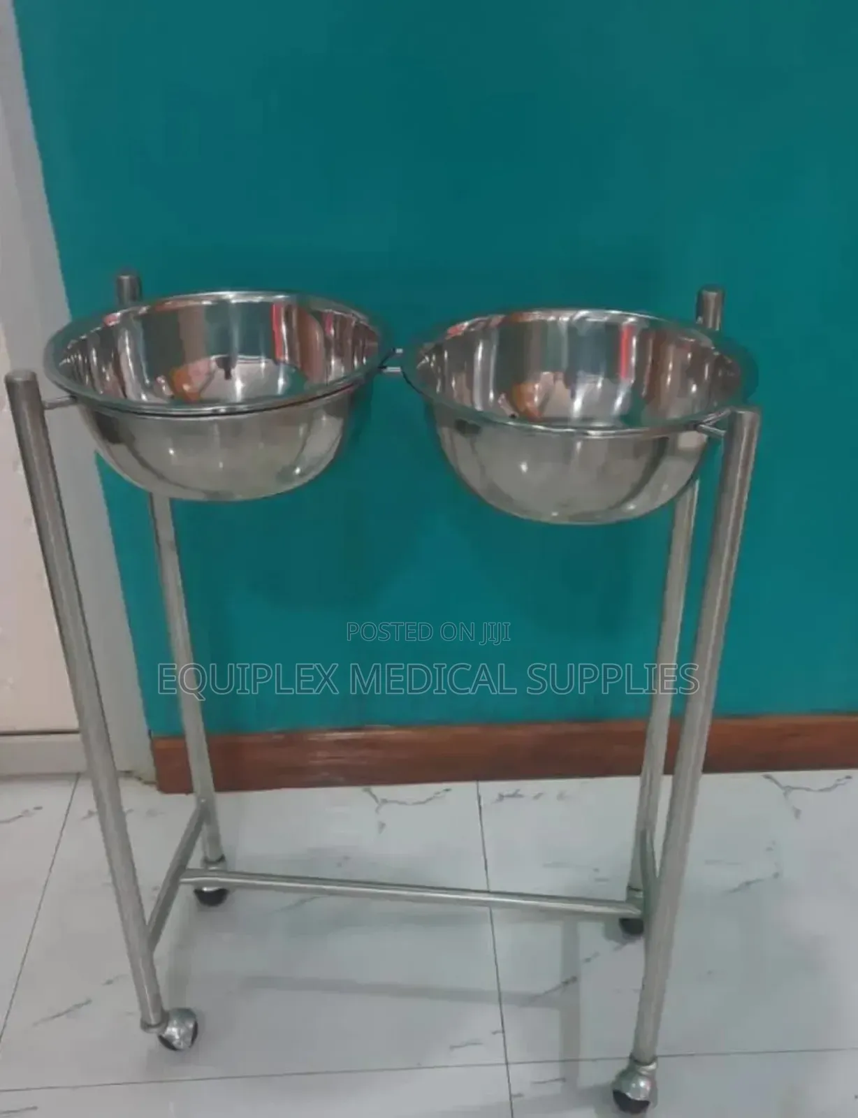 Double Medical Bowl Stand (Stainless Steel) - Made on Order