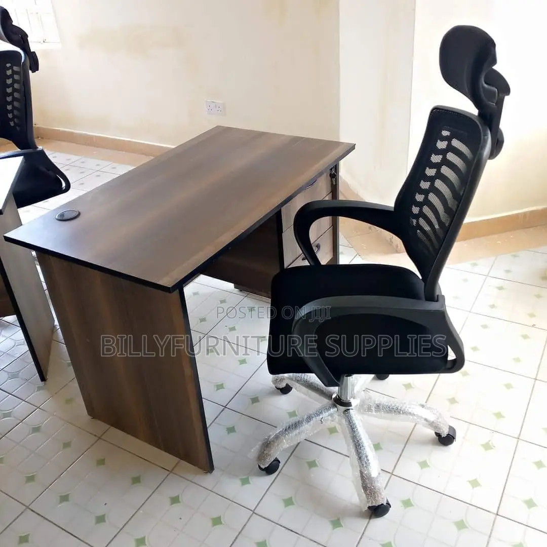 1.2m American Desk and High Back Mesh Office Chair