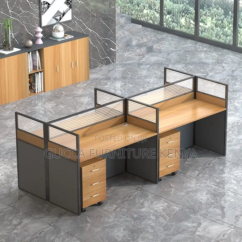 4-way Brown Modular Office Workstation