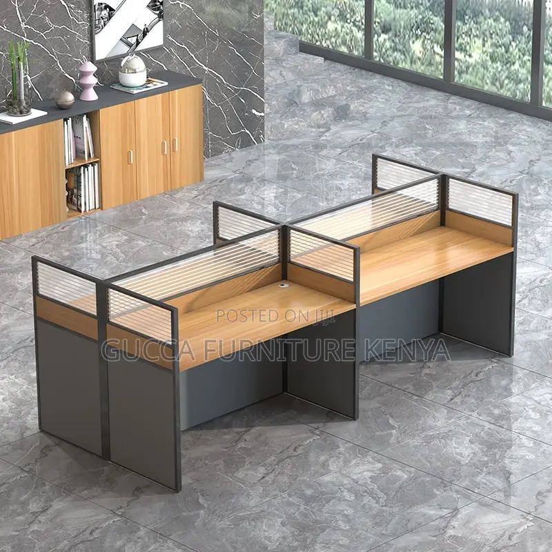 4-way Brown Modular Office Workstation