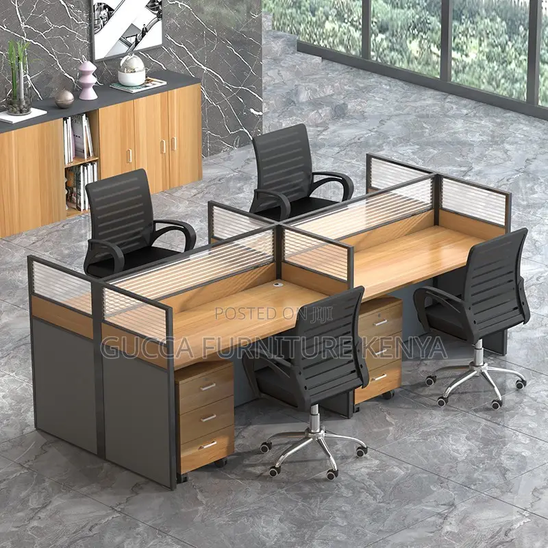 4-way Brown Modular Office Workstation