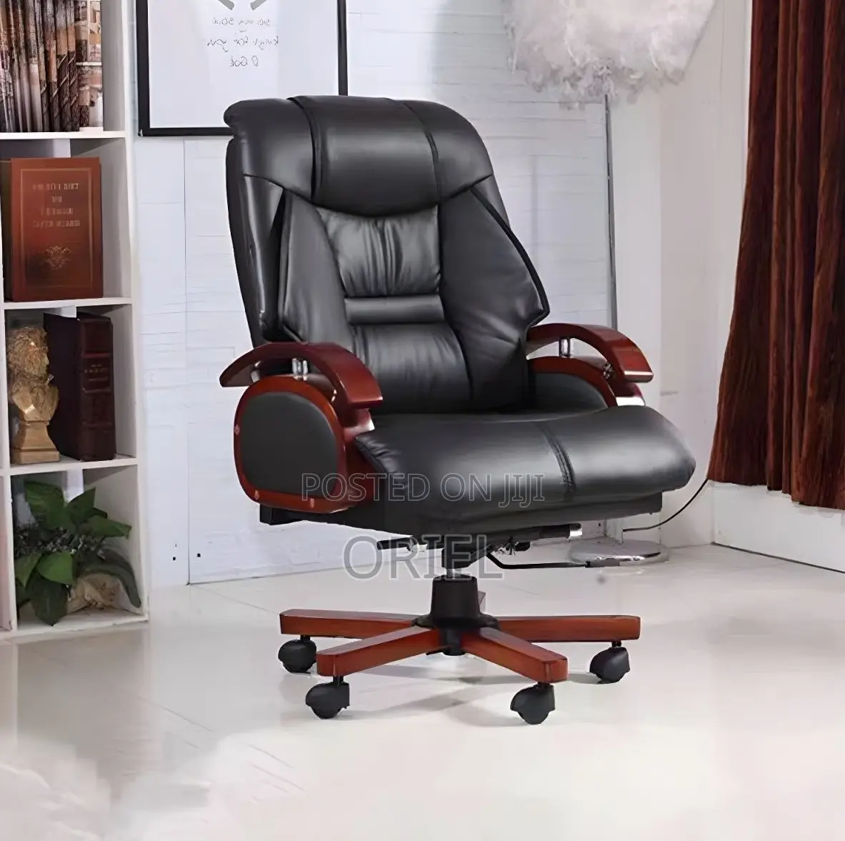 Modern Office Chair : Wooden Frame Executive High-Back Office Chair