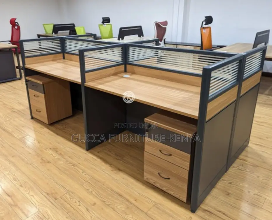 4-way Brown Modular Office Workstation