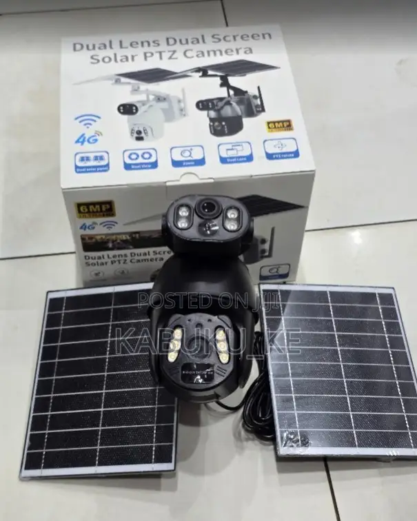 4g Ubox Solar Powered Security Camera 6mp Dual Lens Camera 360 ° Ptz