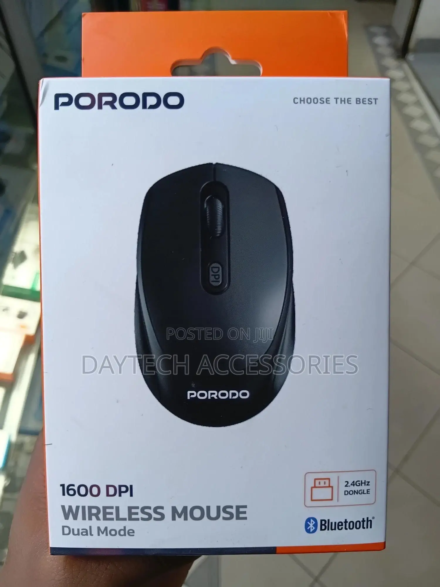 Porodo 1600 Dpi Wireless Mouse Dual Mode - Black