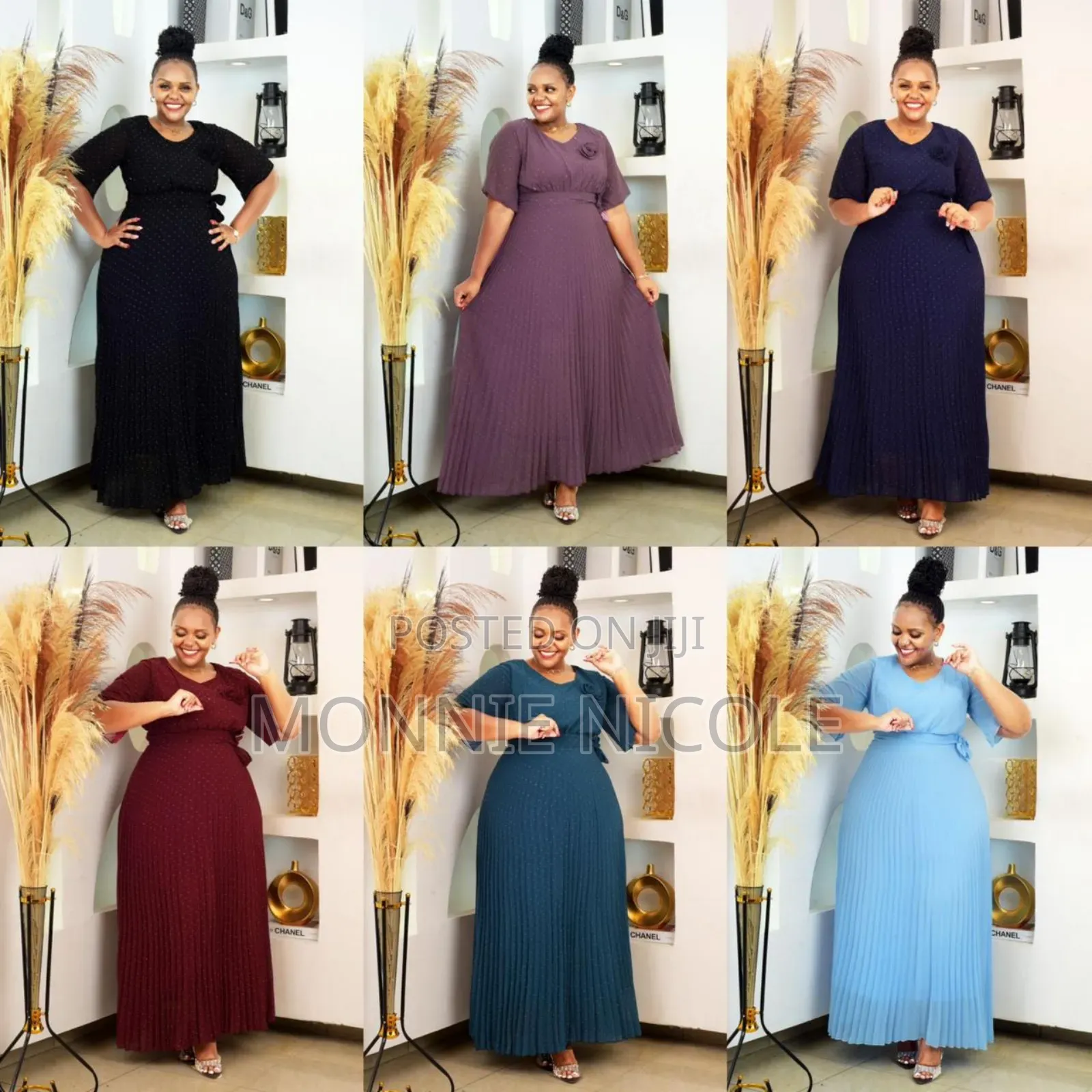 Elegant Polkadot Chiffon Maxi Dress