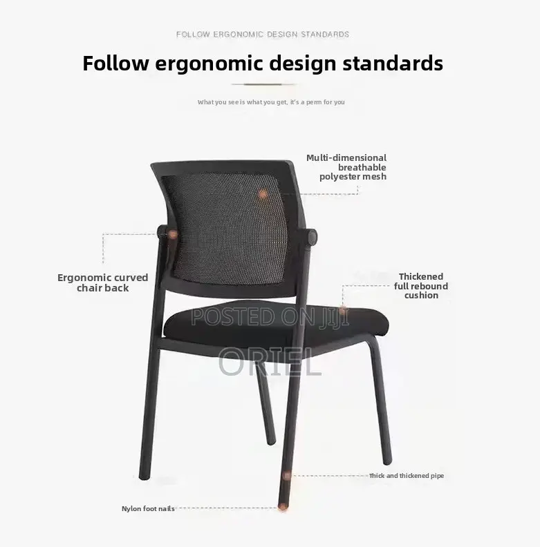 Office Guest's Chair; Breathable Fabric Armless Visitor Seat
