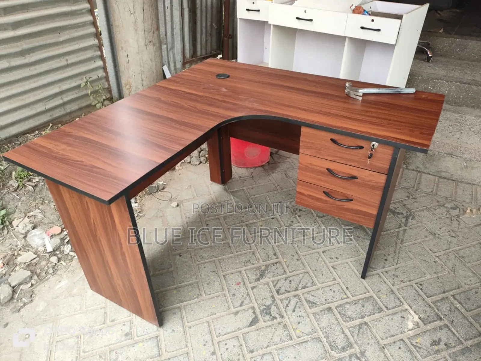 White Lshape Study Desk