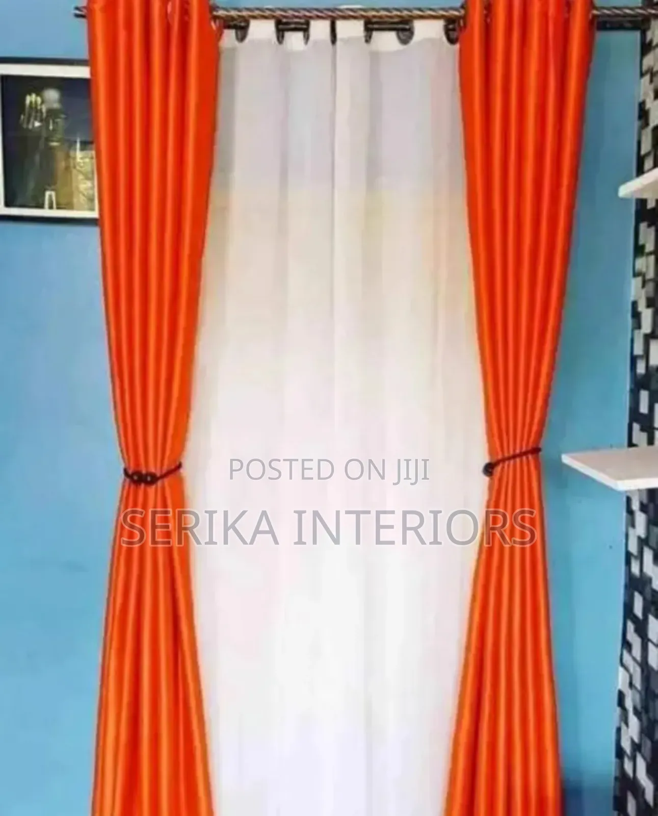 Orange and White Sheers Curtains Curtains Environmental Friendly Rob