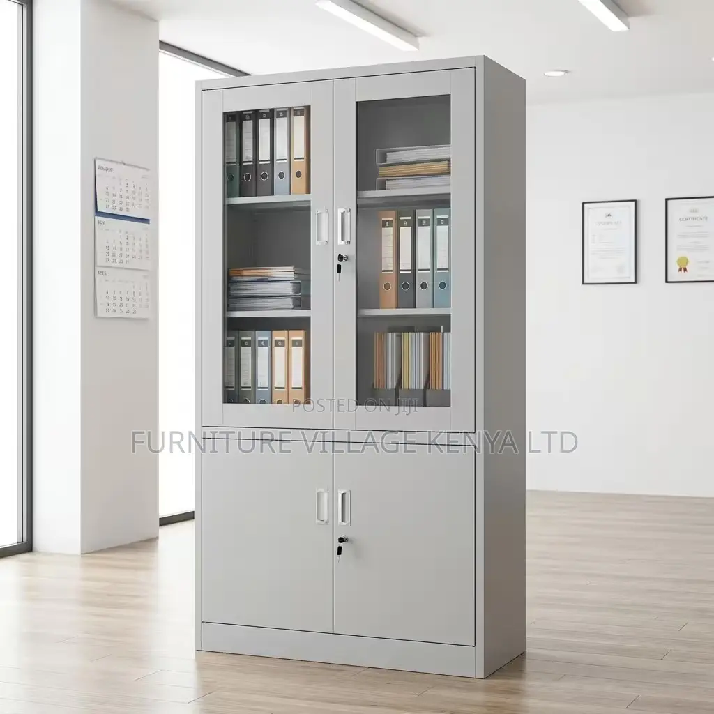Office Cabinet; 2-door Half Glass Filing Office Cabinet