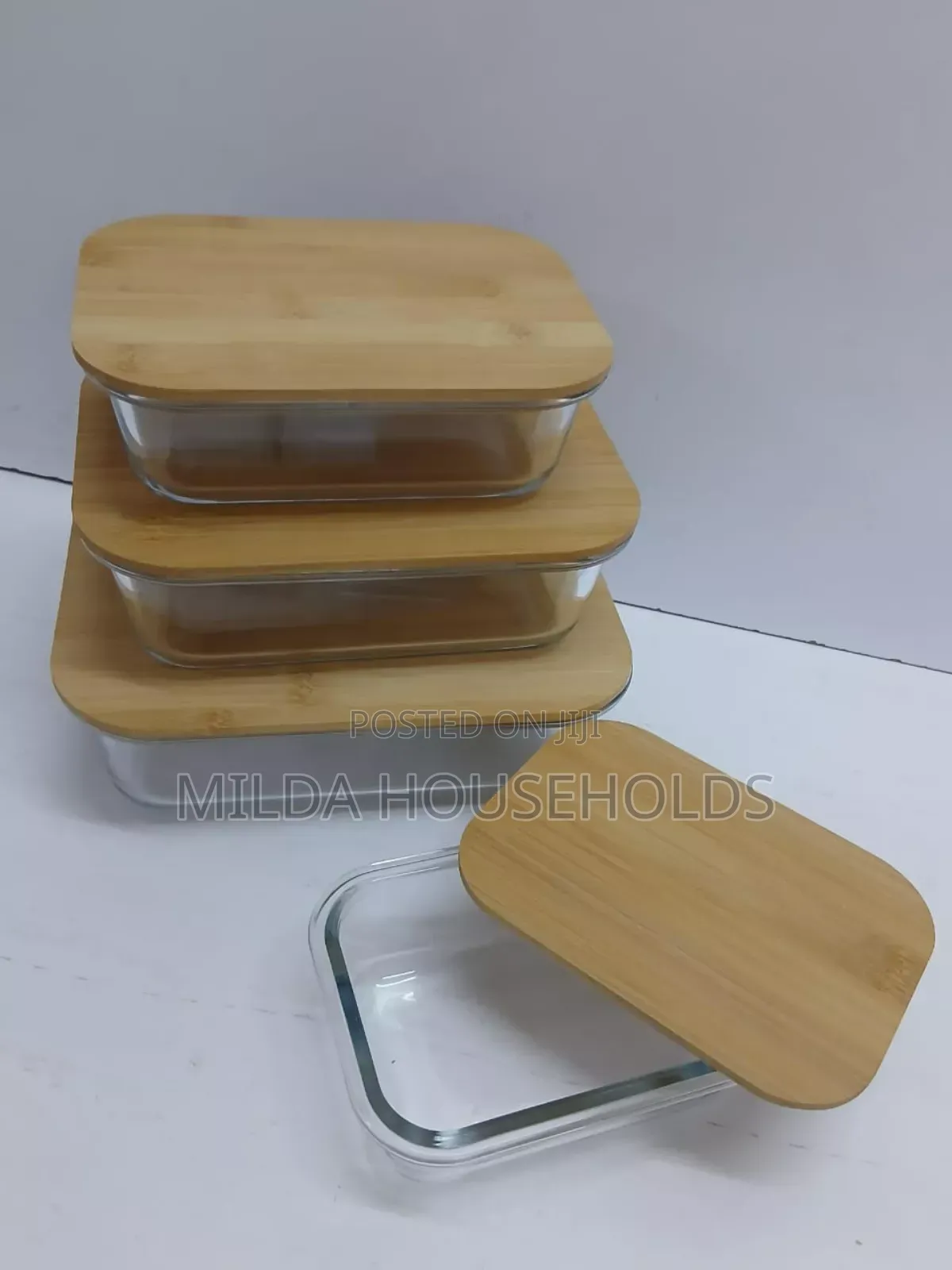 4 in 1 Snack Storage Box Set Wooden Top Lid