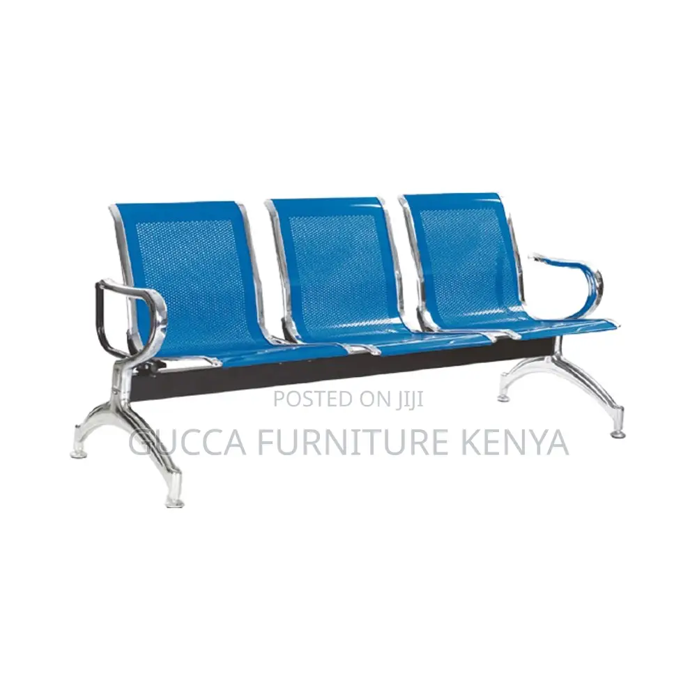 Blue 3-link Office Reception Waiting Bench