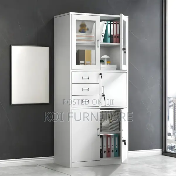 Office Cabinet; 2-Door Metallic Office Cabinet With Safe