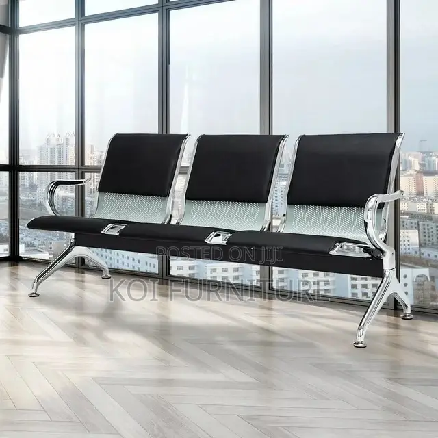 Office Bench; 3-Link Padded Office Waiting Bench