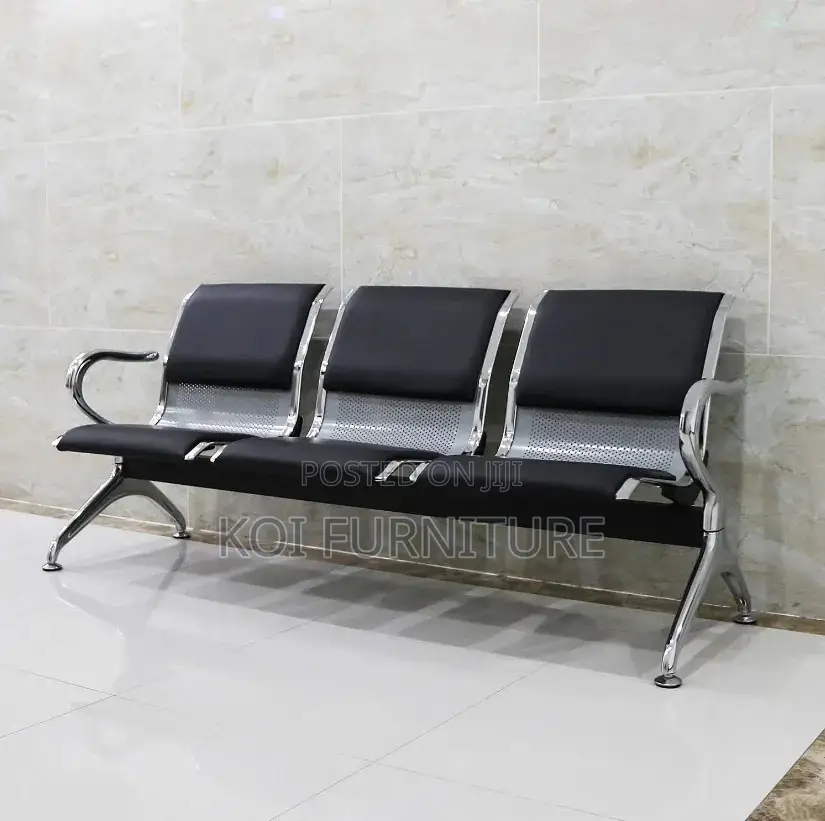 Office Bench; 3-Link Padded Office Waiting Bench