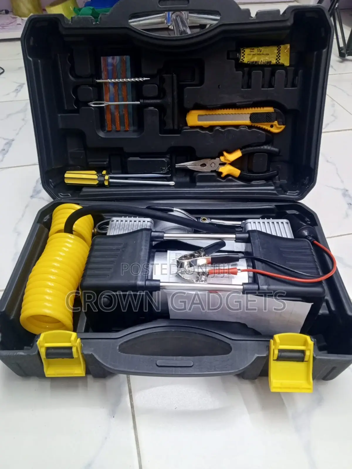 Car Tire Inflator 12v Portable Air Compressor With Gauge Kit