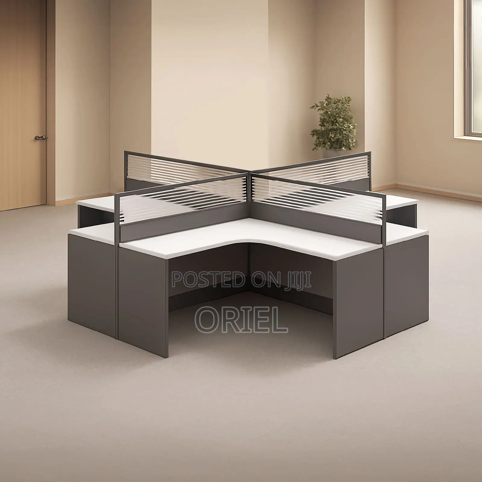 Office Workstation : 4-Way Cubicle Staff Modular Office Workstation