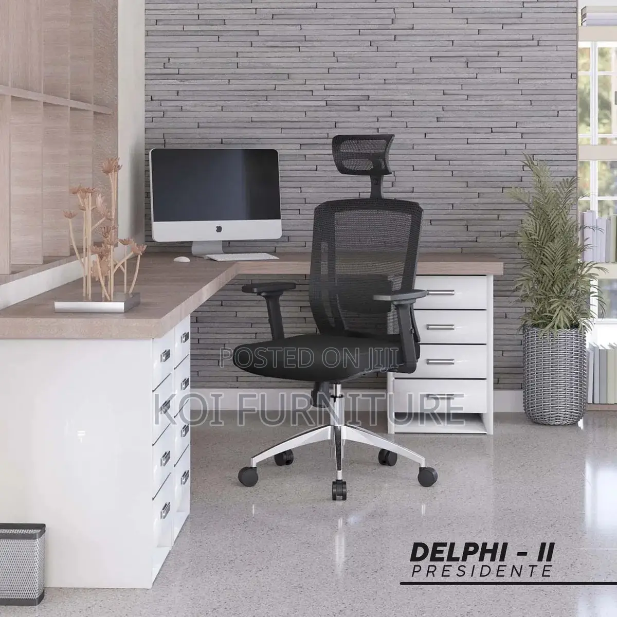 Office Chair : Executive High Back Office Chair-Black-Chrome Base