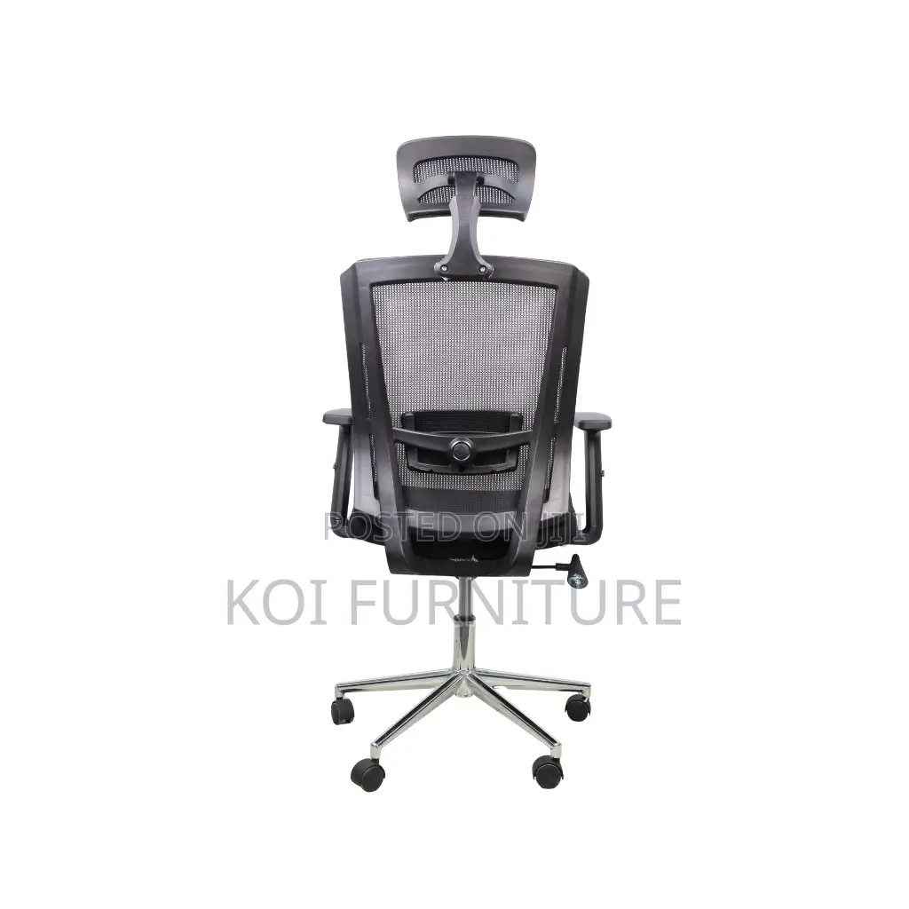 Office Chair : Executive High Back Office Chair-Black-Chrome Base