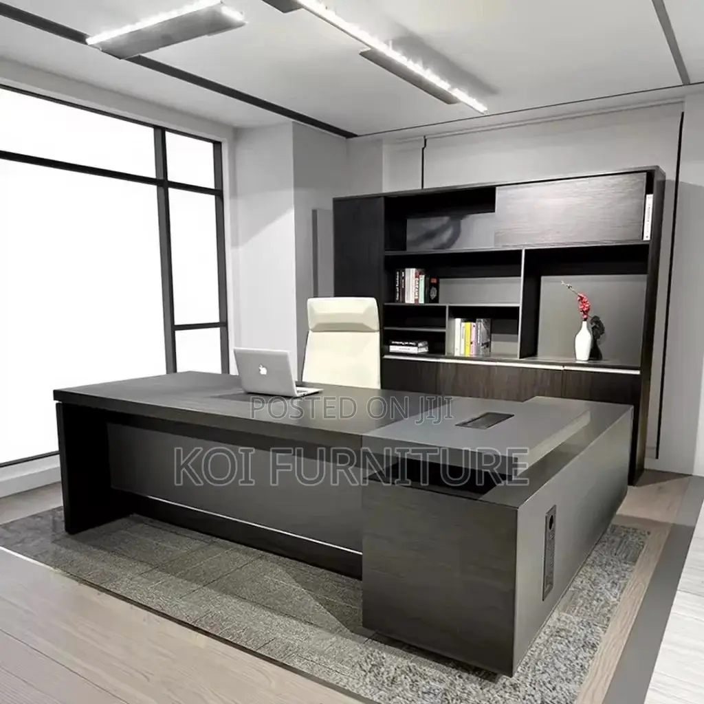Office Desk; 1800mm Modern Gray Executive Functional Desk