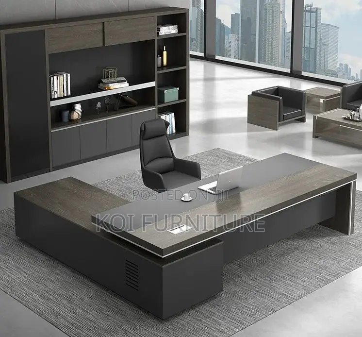 Office Desk; 1800mm Modern Gray Executive Functional Desk