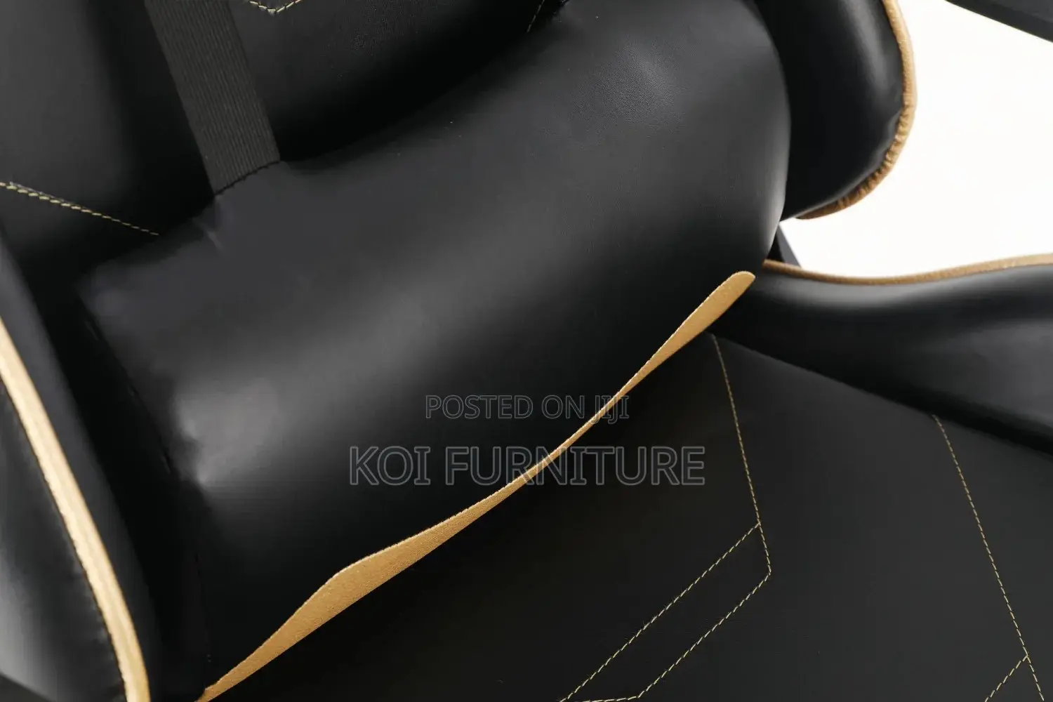 Office Chair; Black Golden Gamers and Streamers Fabric Chair