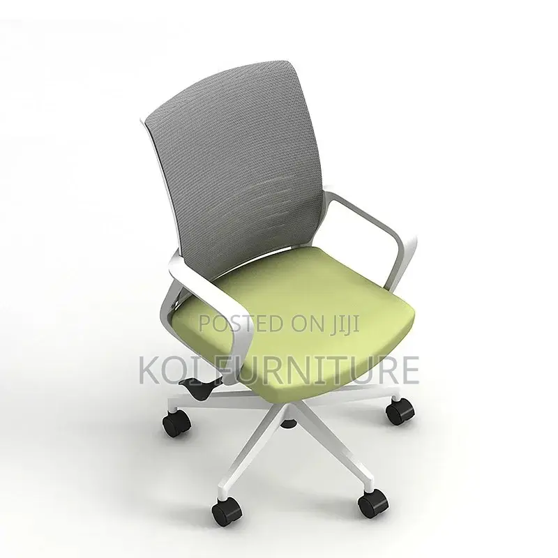 Office Chair; White en Green Clerical Strong Mesh Chair