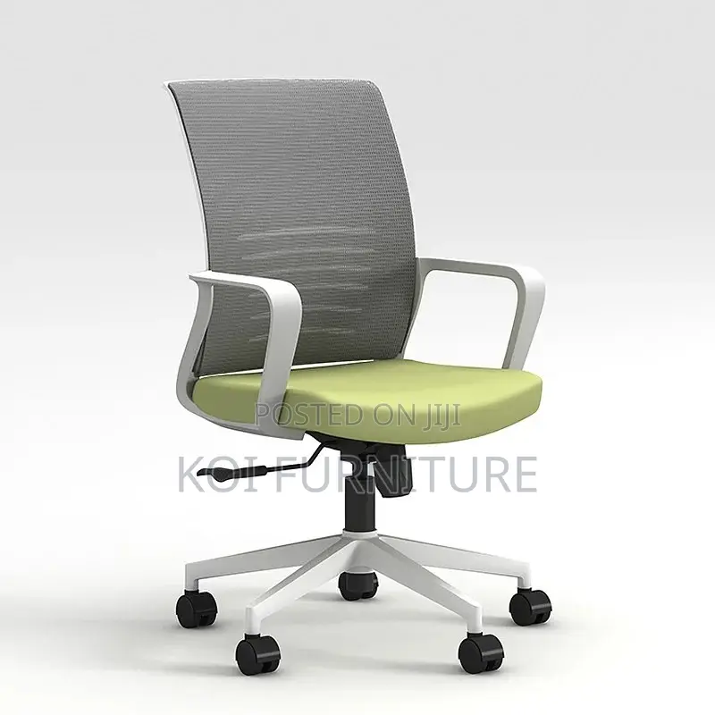 Office Chair; White en Green Clerical Strong Mesh Chair