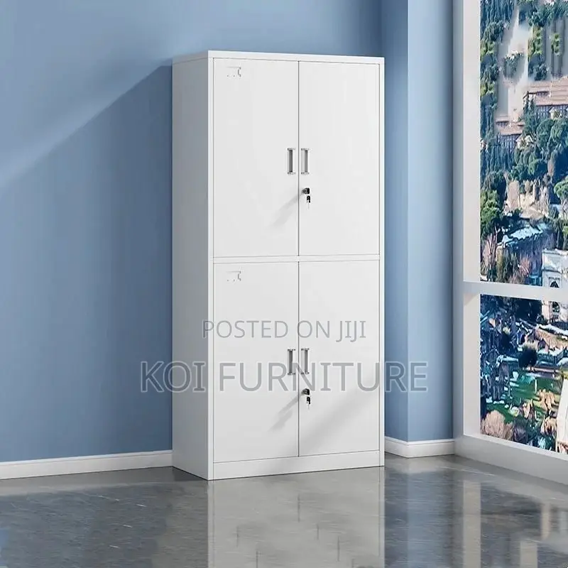Office Cabinet; Four Doors Steel Executive Gray Cabinet