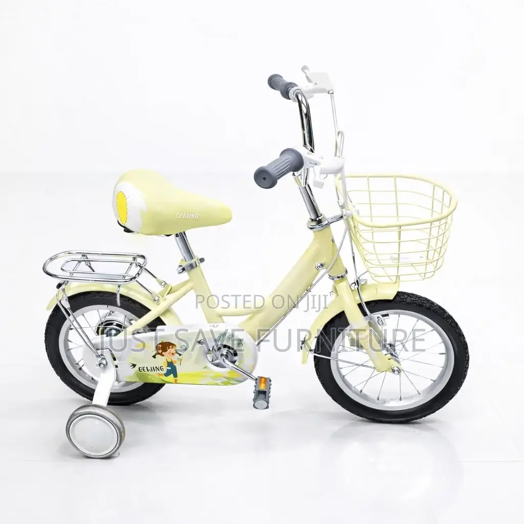 Strong Size 12 Children’S Bicycle With Training Wheels And Basket
