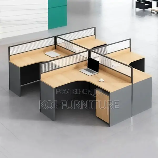 Office Workstation; Two Users Straight MDF Brown Workstation