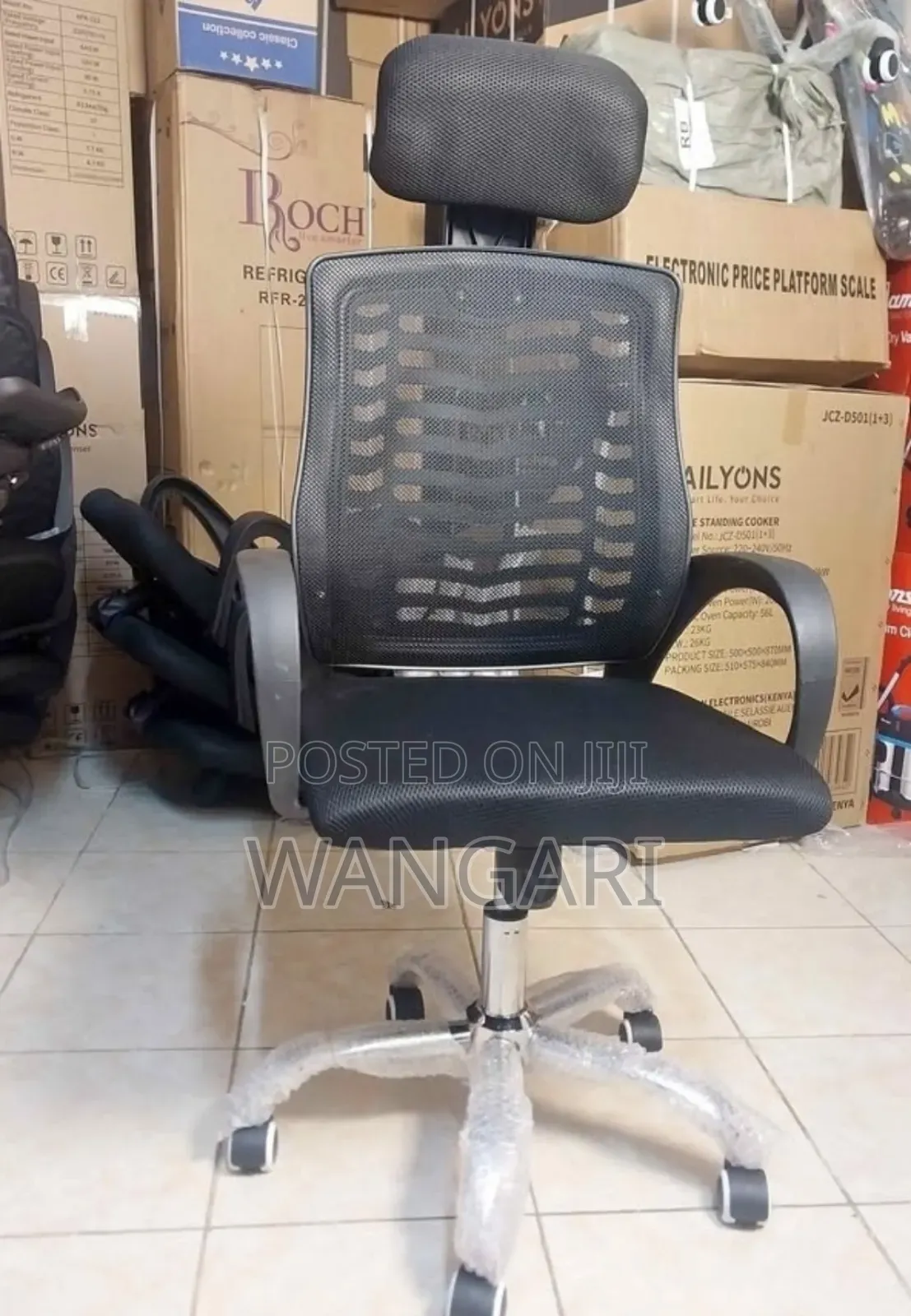 New Executive Office Chair With Headrest (Black Color)