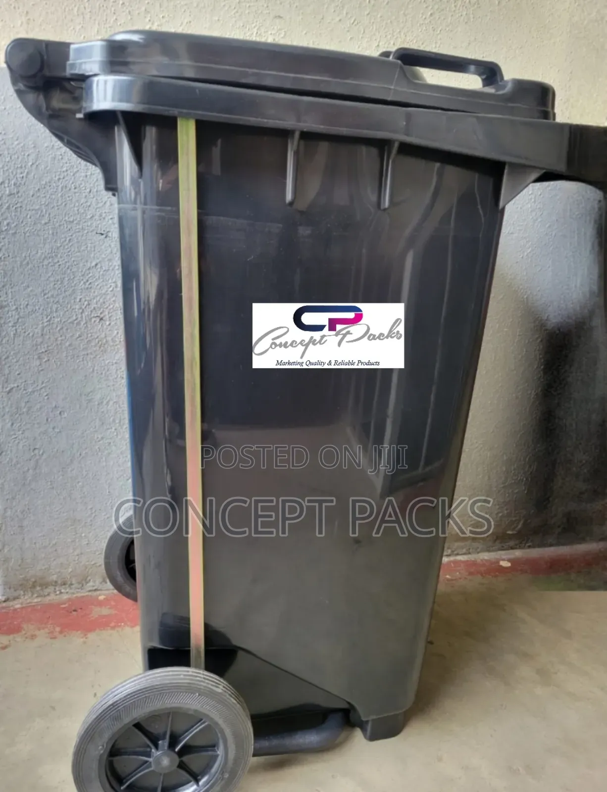 100l Black General Waste Wheelie Bin Foot Pedal.