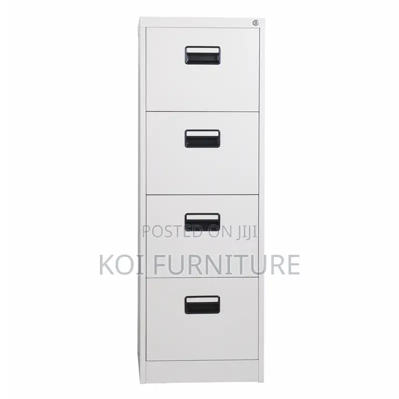Office Cabinet : White 4-Drawer Metallic Filing Cabinet