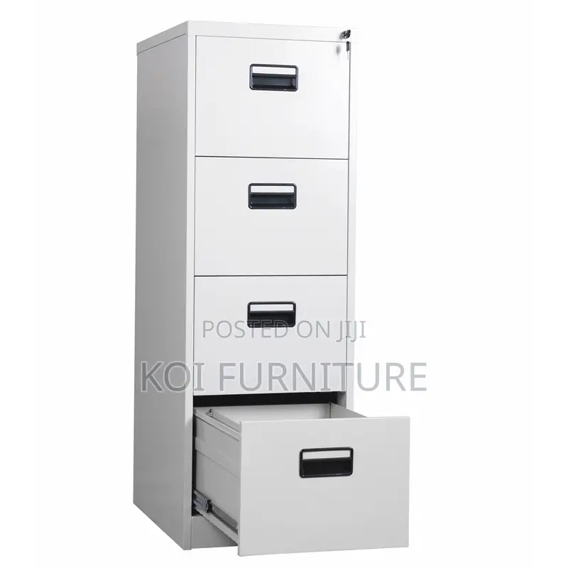 Office Cabinet : White 4-Drawer Metallic Filing Cabinet