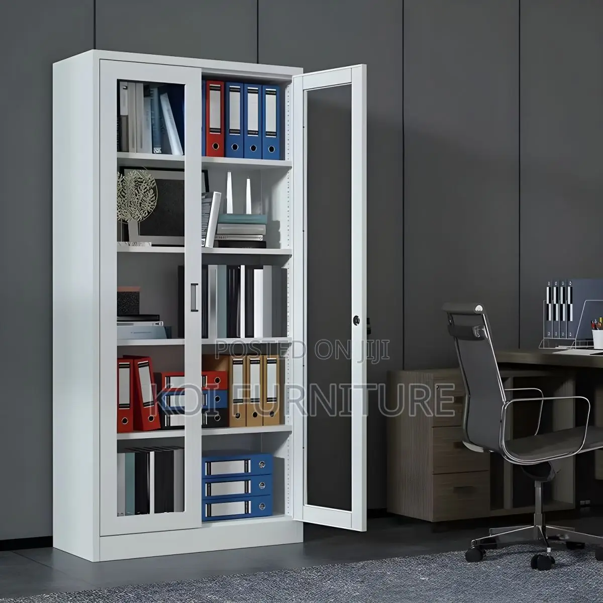 Office Cabinet; Two Doors Filing Cabinet With Front Glass View