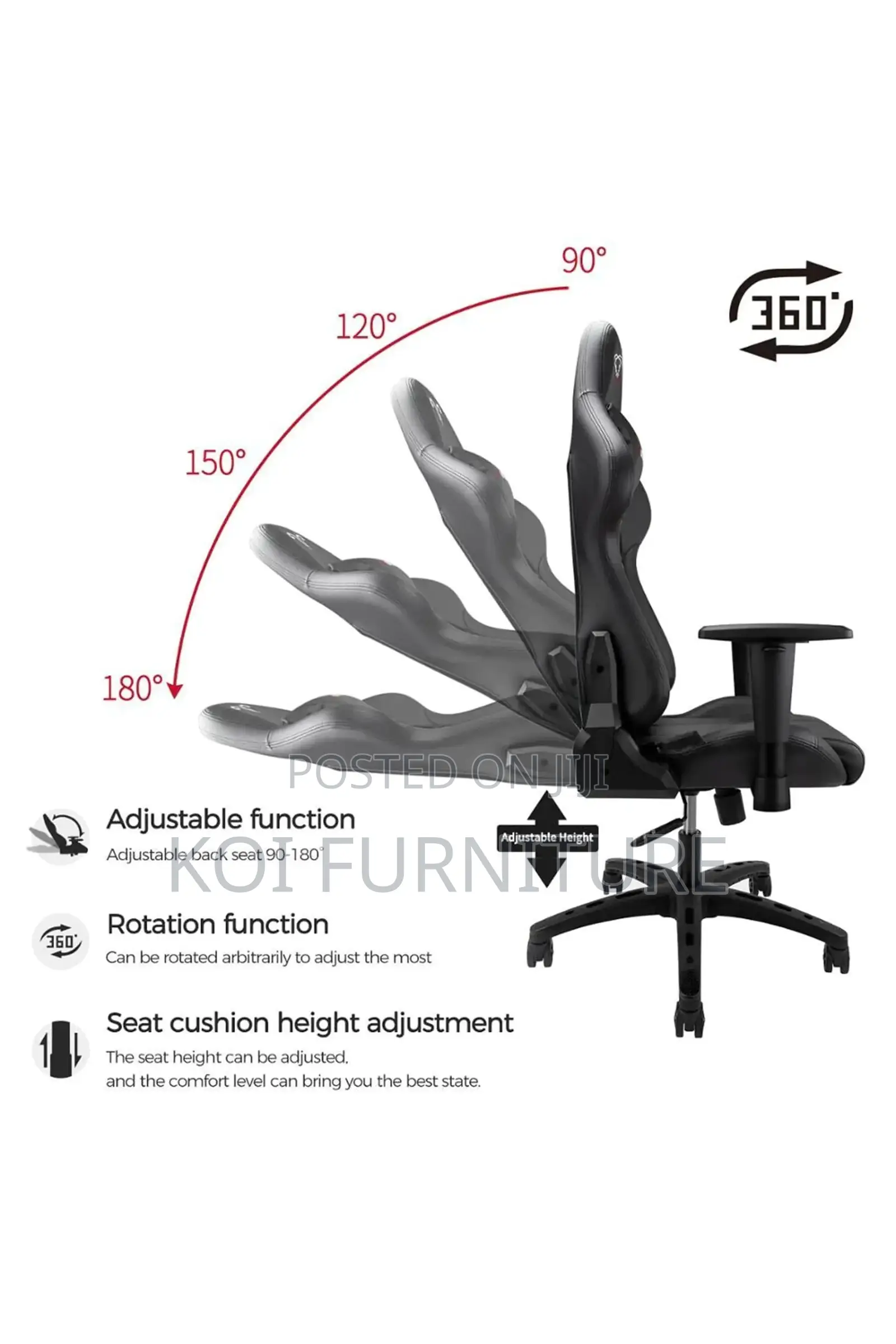 Office Chairs; High Back Office Gaming Chair Pu Leather