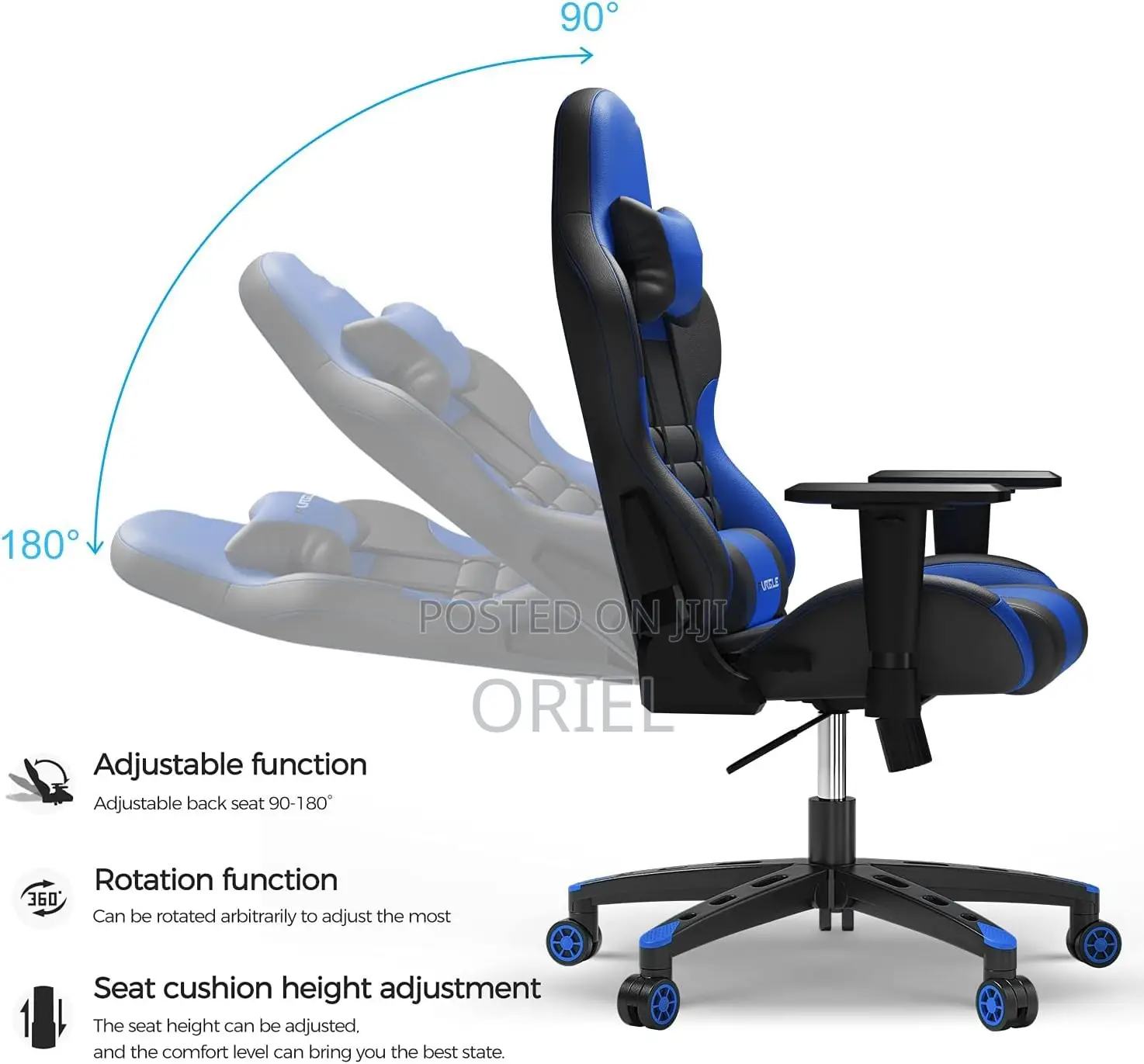 Gaming Chairs; Deluxe High-Back Reclining Gaming Computer Chair
