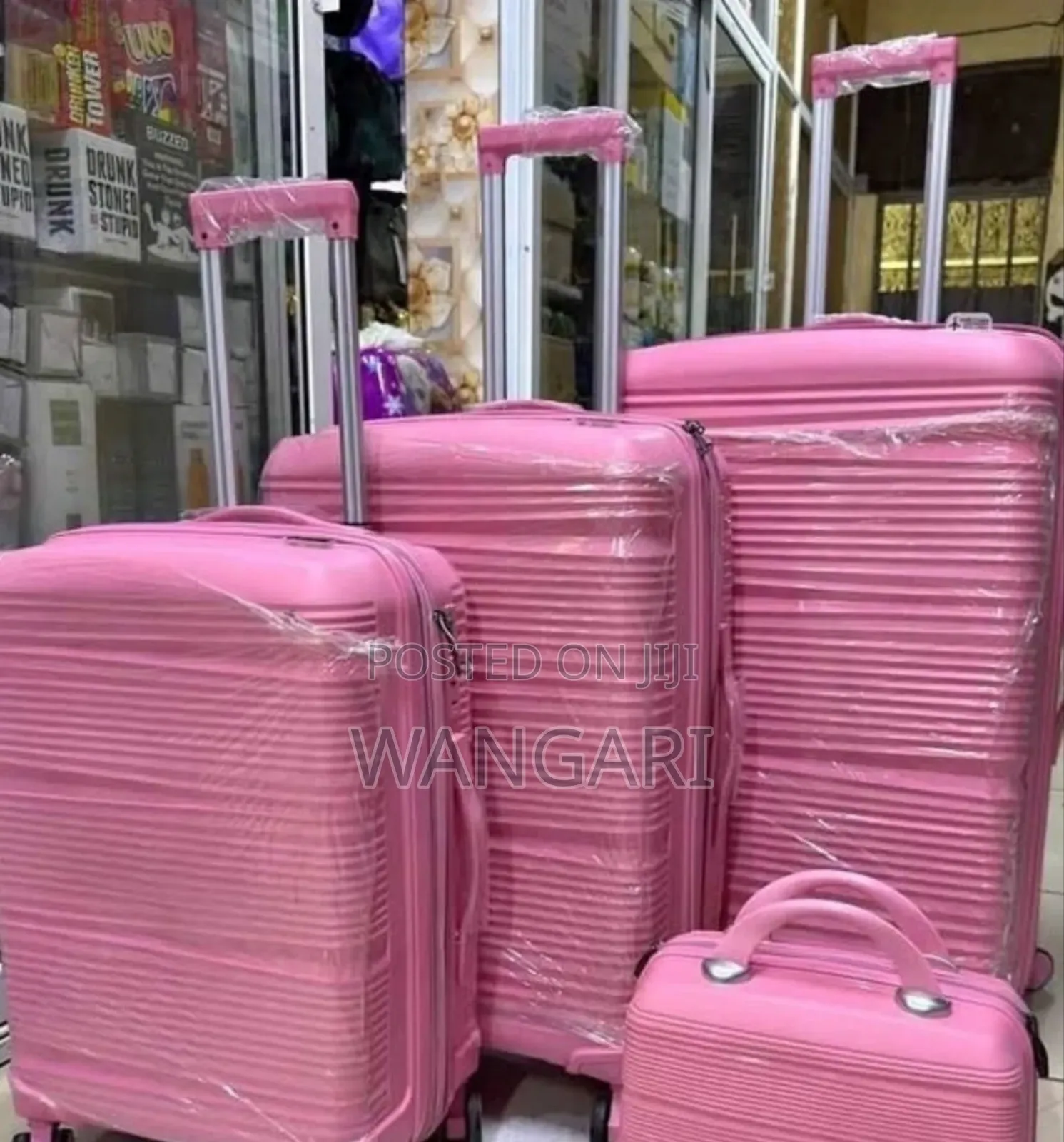Pink Breakable 4 in 1 Set Rubber Fashion Suitcase