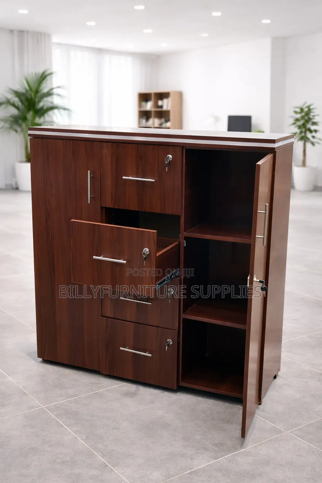Multi-Purpose Office Storage Cabinet With Drawers and Door