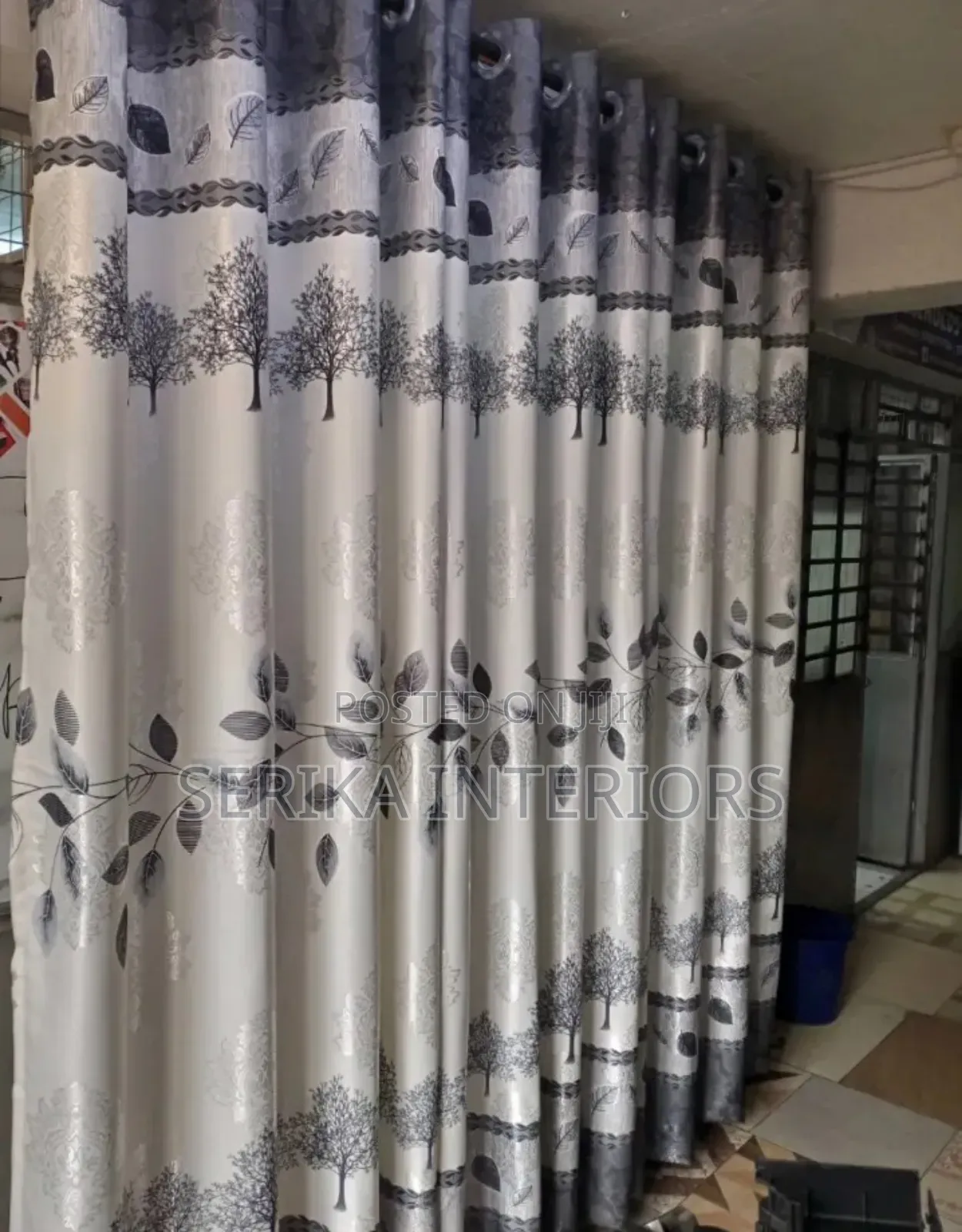 Grey Flowers Curtains Curtains Environmental Friendly Robertson's