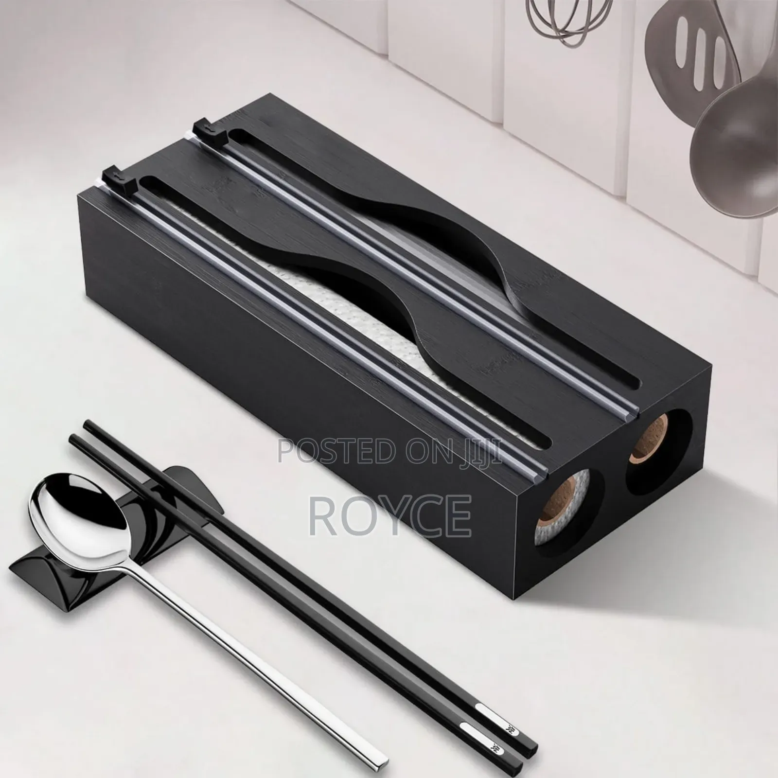 2 In 1 Bamboo Wrap Dispenser With Cutter