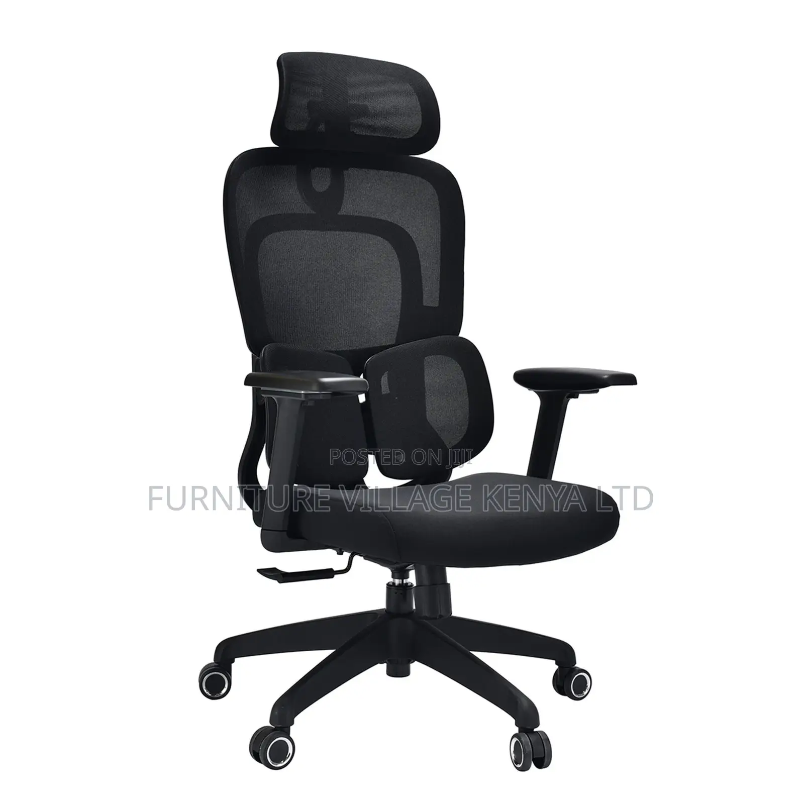 Office Chair; High-back Black Orthopedic Office Seat
