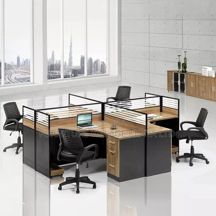 Office Desk; 4-way Curved Modern Office Workstation