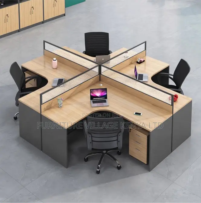 Office Desk; 4-way Curved Modern Office Workstation