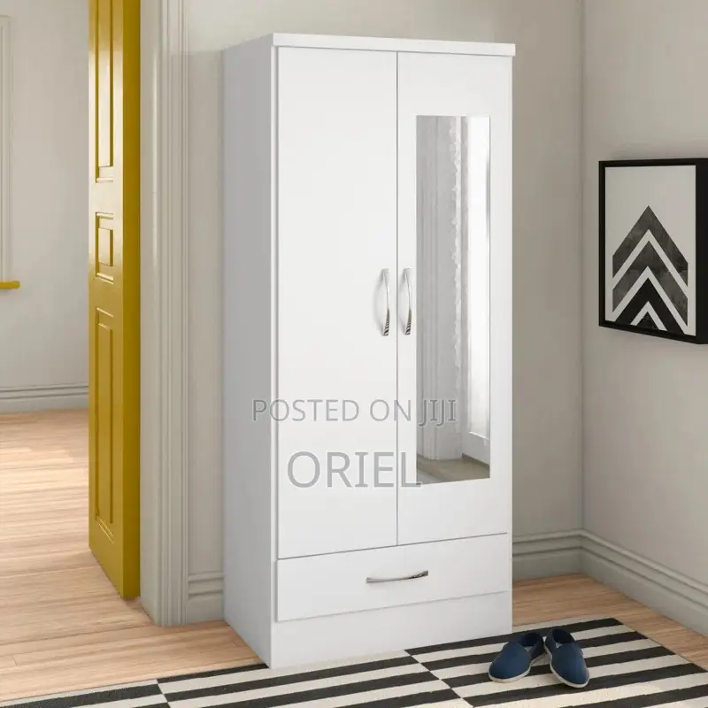 Home Wardrobes; Stylish 2-Door Wardrobe With Mirror Pull-Out Drawers