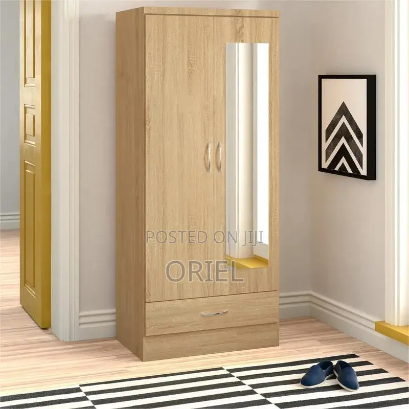Home Wardrobes; Stylish 2-Door Wardrobe With Mirror Pull-Out Drawers