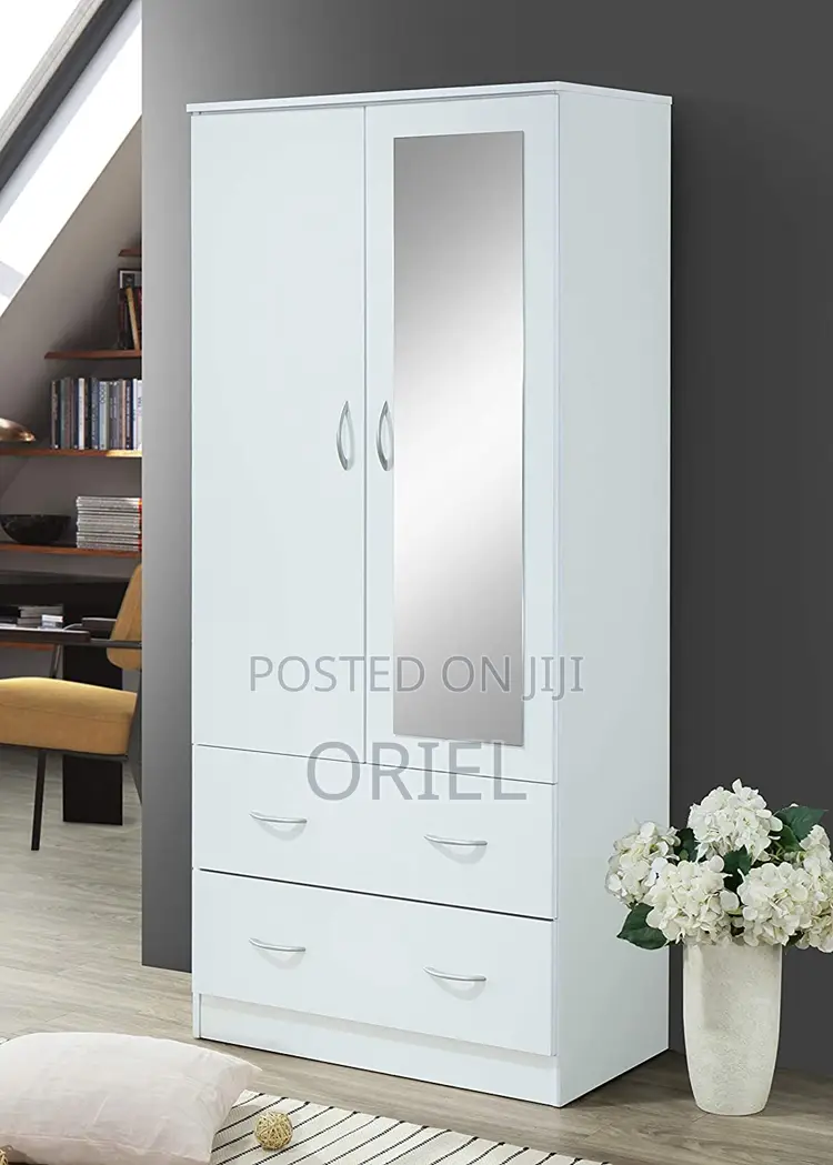 Home Wardrobes; Stylish 2-Door Wardrobe With Mirror Pull-Out Drawers